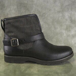 North Face BLACK/GRY Leather & Canvas BALLARD‎ II PULL ON Ankle Boots Size 9 ANB